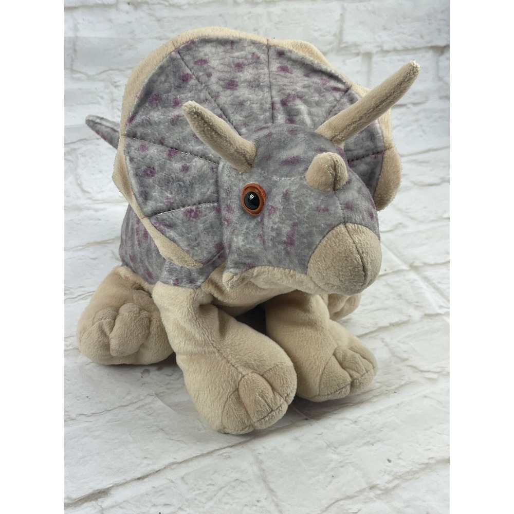 Triceratops Dinosaur Wild Republic Purple Grey Plush Stuffed Animal 12" Toy